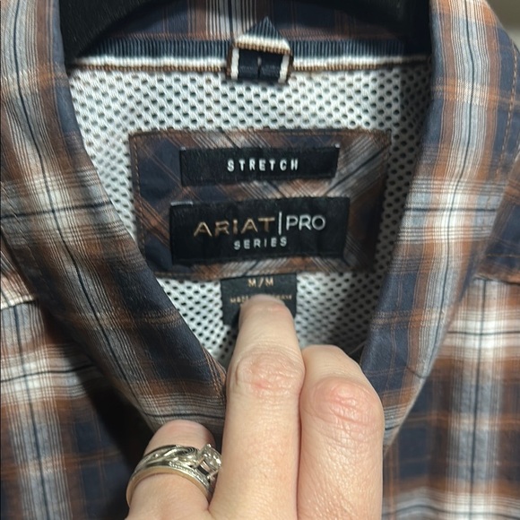 Cinch Casual Button Down Shirt Brown and Blue - Picture 2 of 5